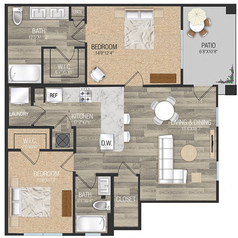 Two bedroom floor plan